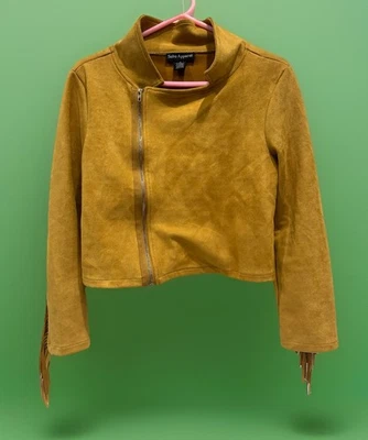 Jaqueta de camurça estilo ocidental Soho Apparel franja amarela júnior tamanho XL - Imagem 1 de 4