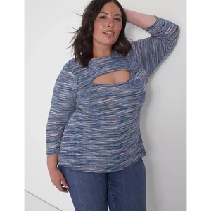 Lane Bryant 3/4 Sleeve Cutout Crew NeckTop 26/28 - Picture 1 of 3