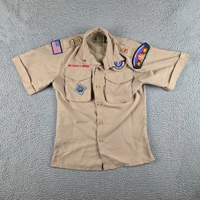 Camisa uniforme juvenil Boy Scouts of America M BSA poliéster ventilado manga curta - Imagem 1 de 4