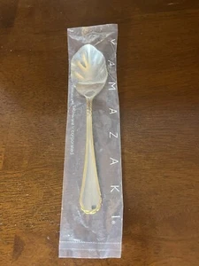 Yamazaki Tasha II Gold Accent Scalloped Sugar Spoon Japan Stainless Flatware New - Picture 1 of 4