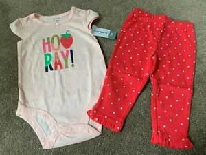 NWT Carter's Baby Girls 2 Piece Set (Pants & Bodysuit) Strawberry Theme - 9 Mths - Picture 1 of 6