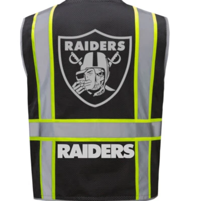 🦺 LAS VEGAS RAIDERS TWO TONE SAFETY VEST W/ POCKETS REFLECTIVE LOGO SIZE M-5XL - Image 1 of 4