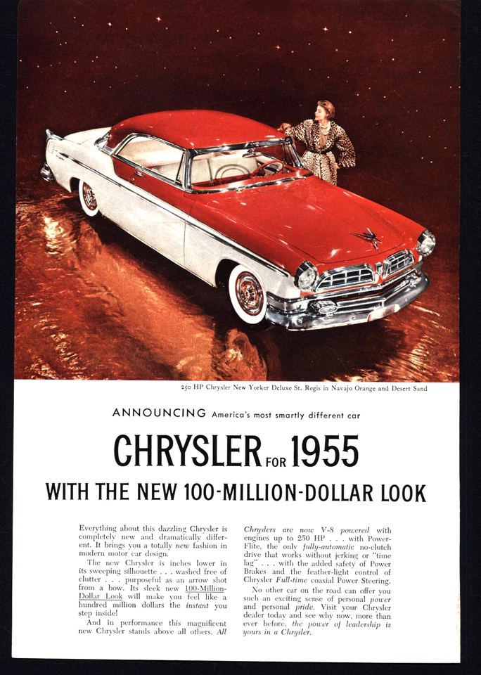 Anuncio impreso vintage 1954 Chrysler New Yorker Deluxe St. Regis Navajo naranja y arena Foto 1 de 1
