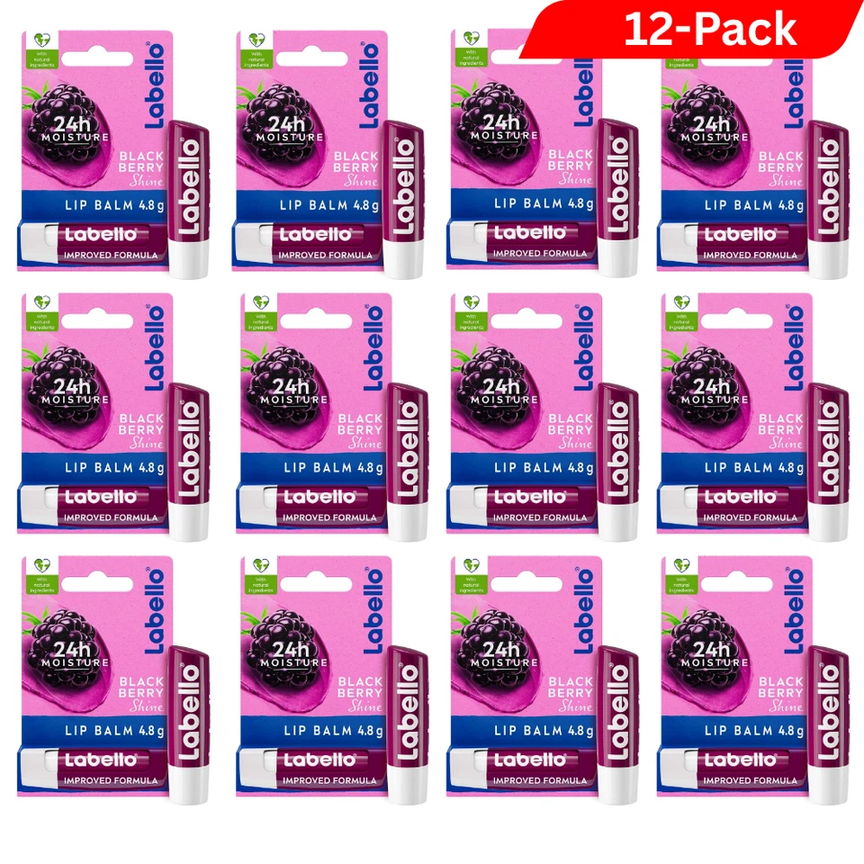 12 x Labello Lip Balm 4.8g Blackberry– Hydrating Moisturizing Lip Care Stick - Image 1 of 2