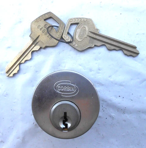 NOS Vintage CORBIN   Mortise Cylinder Lock  with 2 OEM 6 pins Keys Cover