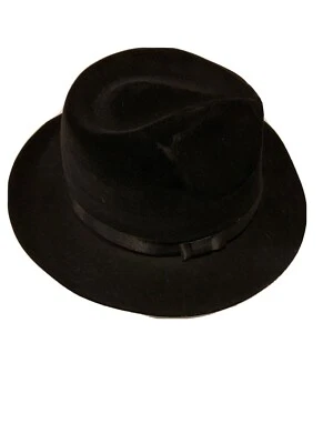 Sombrero Fedora Negro Adulto Halloween Disfraz Accesorio Gángster Blues Bros MJ Vaquero Foto 1 de 4