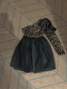 NEU Pailletten Glitzer Party Tüll Tutu 1 Schulter besondere Anlässe Kleid 10Y - Bild 1 von 3