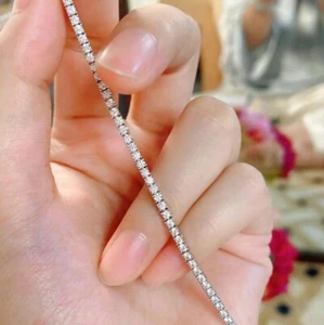 2.00ct D/VS Lab Grown Round Diamond 7" Tennis Bracelet, White Gold- Wedding Gift - Picture 1 of 13
