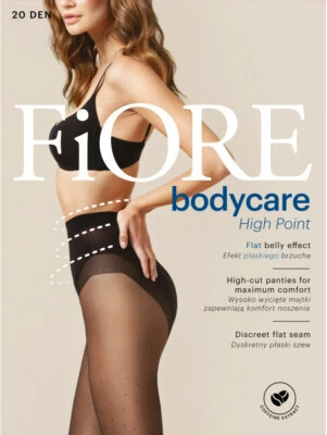 FIORE BODYCARE HIGH POINT FLAT BELLY TIGHTS 20 DEN LIGHT DOTS BLACK SIZE 2 & 4 - Imagem 1 de 4