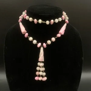Collar largo vintage de cuarzo rosa natural con araña - Imagen 1 de 13