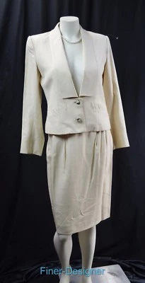 Master Design cream silk suit blazer jacket 2 piece dress skirt SZ 4 NEW VTG 80 - Image 1 of 4