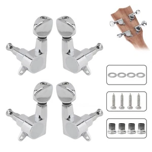 4pcs String Tuners Machine Heads 2R 2L Sealed Gear Silver Ukulele Tuning Pegs - Picture 1 of 10