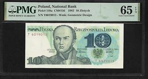 Poland 10 Zlotych 1982 PMG 65 EPQ UNC P#148a General Jozef Bem Series T - Picture 1 of 3