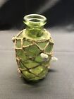 Green Seamless Glass Carboy Bottle, Jute Netting And ?Shells 7? Tall