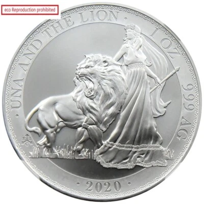 St. Helena 2020 Elizabeth II 1 pound 1 ounce silver coin NGC MS 70 Una and the L - Image 1 of 4