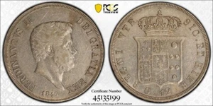 1842 120 Grana Italian States, Naples - Dav #174 - PCGS AU 53 - Picture 1 of 3