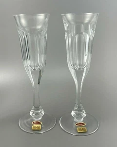 Pair 2 of Moser Lady Hamilton Lead Free Crystal Champagne Flutes Czech Republic - Picture 1 of 10