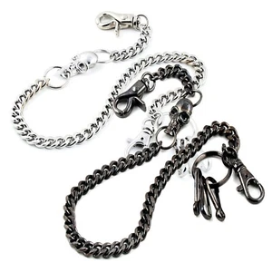 DK Strong Skull Pendant Basic Biker Trucker Key Jean Wallet Chain (19") BLK,SLV - Picture 1 of 11