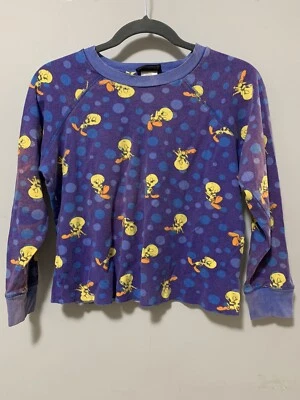 Vintage Looney Tunes Small Collection Classic Tweety Turquoise Pajama Top Blue - Image 1 of 4