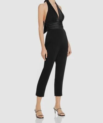 Mono de esmoquin cónico negro sin mangas con cuello en V talla 4 $375 Jay Godfrey para mujer Foto 1 de 2