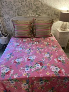Pottery Barn Duvet Pink Floral Queen French Country Vibrant Boho Duvet Flowers - Picture 1 of 19