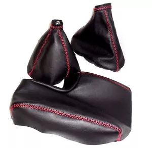 ALFA ROMEO 159 CUFFIA CAMBIO e FRENO + COVER BRACCIOLO con CUCITURE ROSSE a X - Imagen 1 de 1