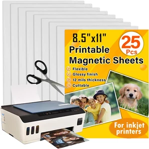 Printable Magnetic Sheets 8.5x11 Inches for Inkjet Printers, 25 Sheets Glossy Pr - Picture 1 of 7