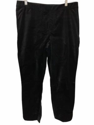 Isaac Mizrahi Mujer Reg. Pantalones al tobillo de terciopelo con dobladillo de tulipán negro liso talla 12 Foto 1 de 2