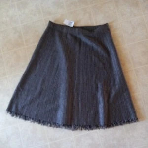 Philosophy Women's Skirt M Black Brown Herringbone Fringe Hem NEW - Picture 1 of 4