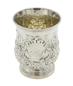 Victorian Scottish Sterling Silver Floral Beaker Cup Antique 1849 Edinburgh - Picture 1 of 6