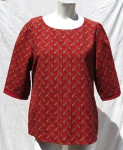 $118 RUBY BELLE Anthropologie US 8 M Red Giraffe Print Popover Shirt Blouse Top - Foto 1 di 5