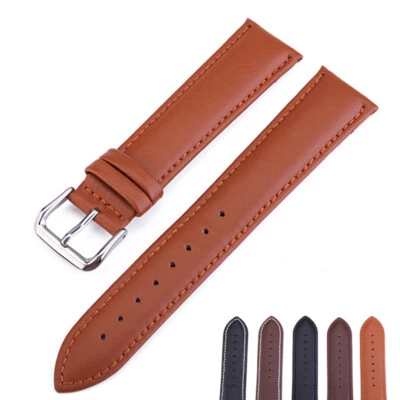 16mm 18mm 20mm 22mm 24mm Genuine Leather Wristband Watch Strap Band Bracelet - Image 1 of 4