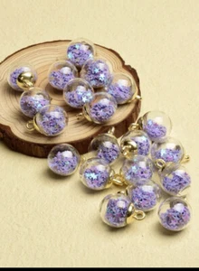 20pc, Star Decor Ball/pendant - diy jewelry making - Purple Star, Glass Globe - Picture 1 of 5