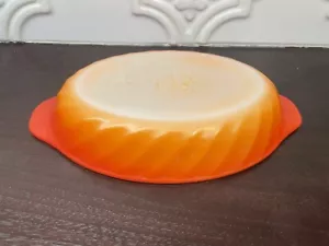 Casseruola in vetro latte rosso arancione Fire King vintage ancoraggio cottura ovale 8" - Foto 1 di 4