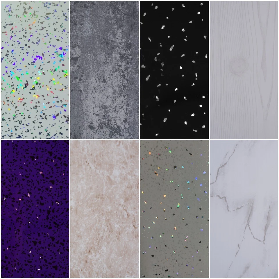 10 White Black Grey Sparkle & Marble Shower Wall Panels PVC Bathroom Cladding - Image 1 of 4
