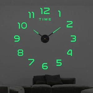 Luminous Wall Clock Stickers 40cm Round Silent Clock Modern DIY Wall Clock for - Picture 1 of 11
