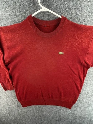 Suéter Lacoste Hombres Talla 5 Rojo Tejido Croc Logo Lana Acrílico Mezcla Pullover Crew Foto 1 de 4