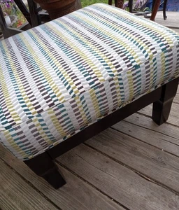 Turquoise & Brown Print Footstool / Stool  (FS42) - Picture 1 of 4