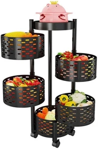 5-stufiges rundes Küchenregal - Kohlenstoffstahl platzsparender Organizer für Speisekammer - Bild 1 von 7