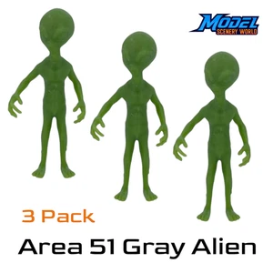 The Gray Alien Area 51 (confezione da 3) - Scala HO - Verde - Foto 1 di 4