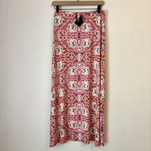 J. Jill Maxi Skirt Size Small Pink Print Stretch Elastic Waist Soft - Picture 1 of 8