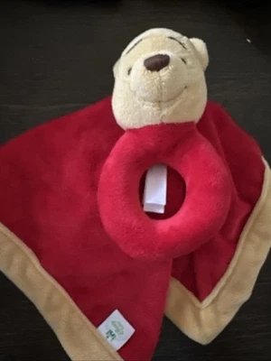 Winnie the Pooh Security Blanket with Ring Rattle by Disney Baby Red Gold - Image 1 of 4