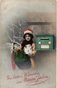 Old postcard vintage girl Christmas (1907) - Picture 1 of 2