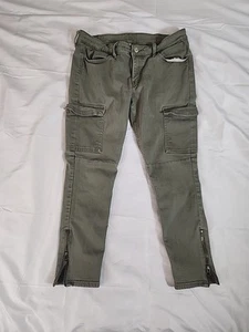 Levis 711 Skinny Jeans Womens Olive Green Size 29 Cargo Stretch Ankle Zip Pants - Picture 1 of 11