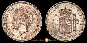 Alfonso XIII 5 Pesetas (24,88g) 1893 *18-93* Madrid PG·L CAL-102 EBC+ - Picture 1 of 3