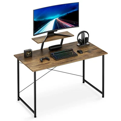 MONIBLOOM 47" Computer Gaming Desk Workstation Office Desktop X Brace Table w/Screen Riser