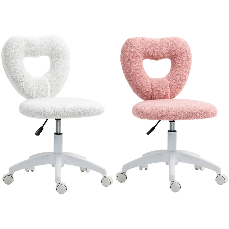 HOMCOM Silla de Escritorio de Oficina en Hogar Sin Brazos, Silla de Tocador de Maquillaje de Corazón Foto 1 de 1