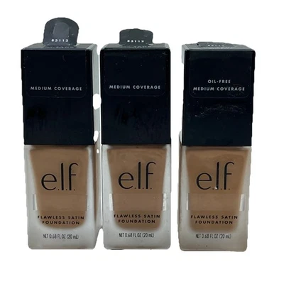 ELF Flawless Satin Foundation 300 Sand Medium Coverage .68 oz. New Lot Of 3 - Image 1 of 4