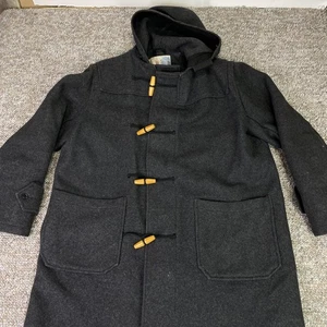 Vintage Dufflecoat Herren groß anthrazit Wolle Kapuze umschaltbar wasserdicht Taschen - Bild 1 von 17