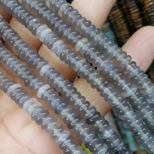 Cuentas espaciadoras de disco Heishi rondelle ágata gris natural de 2x6 mm para hacer joyas - Imagen 1 de 6